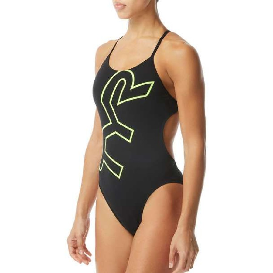 One-Piece Swimsuits * | Tyr Women'S Tyr Big Logo Cutoutfit Swimsuit 2021