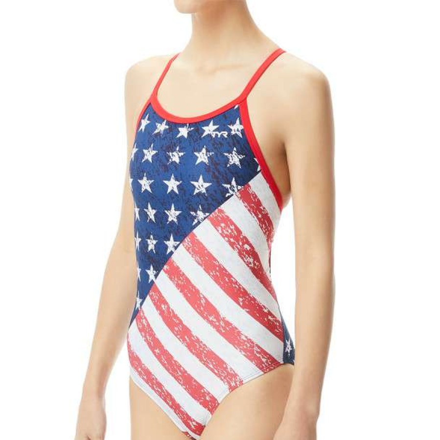 One-Piece Swimsuits * | Tyr Women'S Star Spangled Diamondfit Swimsuit 2021