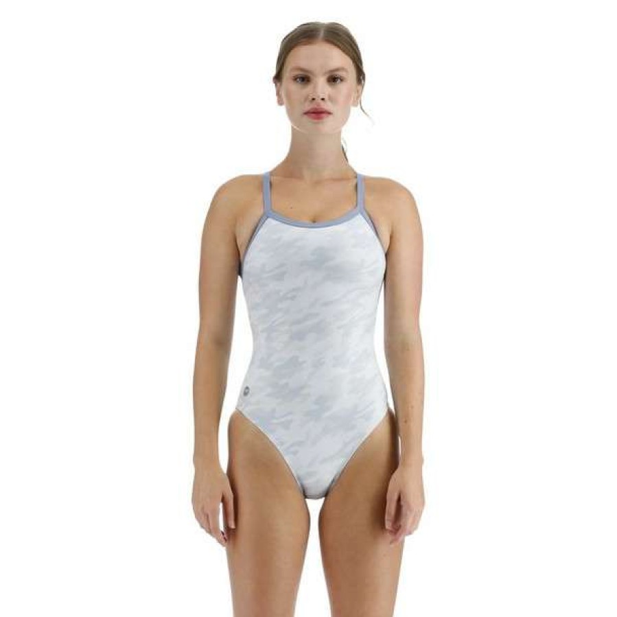 One-Piece Swimsuits * | Tyr Women'S Whiteout Camo Diamondfit Swimsuit 2023