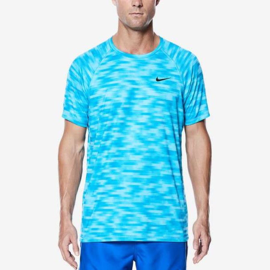 Rash Guards * | Nike Men'S Blurred Short Sleeve Hydroguard 2018