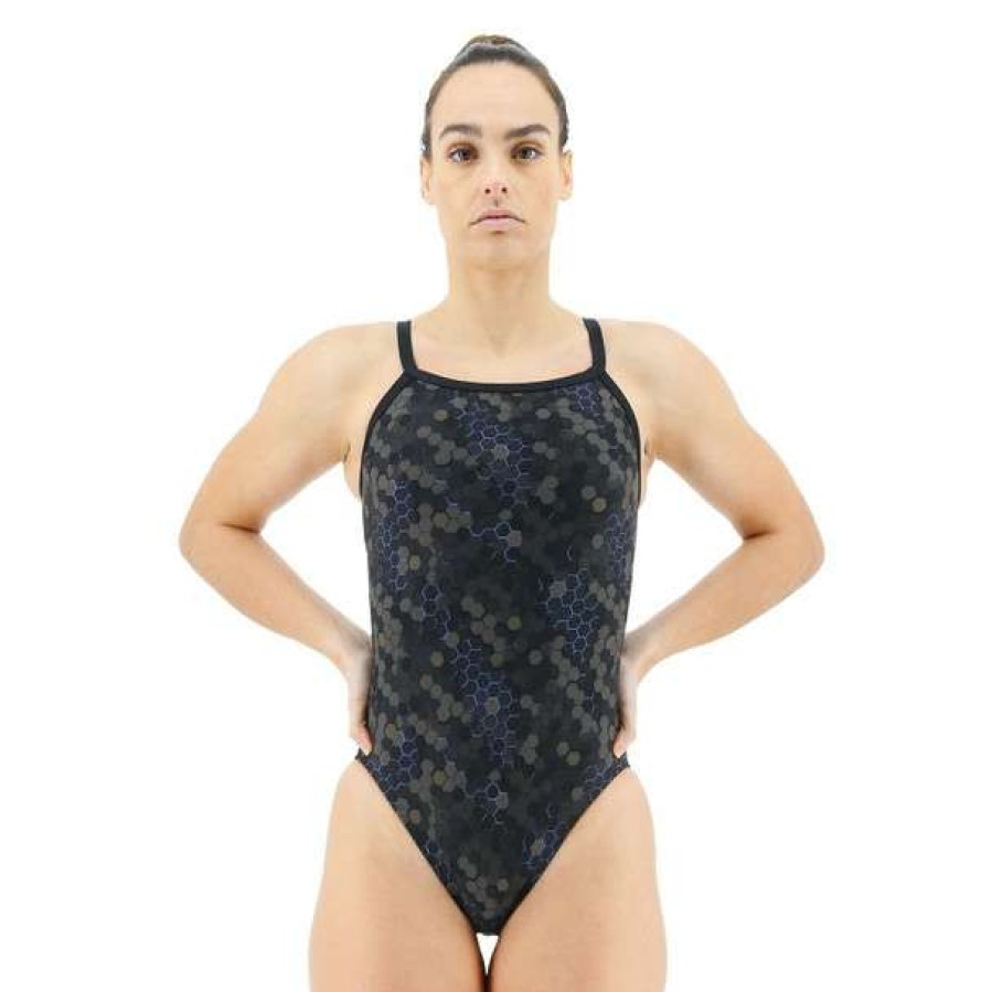 One-Piece Swimsuits * | Tyr Women'S Carbon Hex Diamond Controlfit Swimsuit 2023