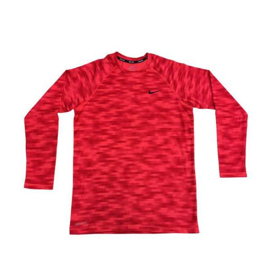 Rash Guards * | Nike Men'S Blurred Long Sleeve Hydroguard 2018