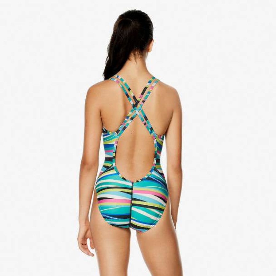 One-Piece Swimsuits * | Speedo Women'S Party Pattern Volt Back Swimsuit 2022