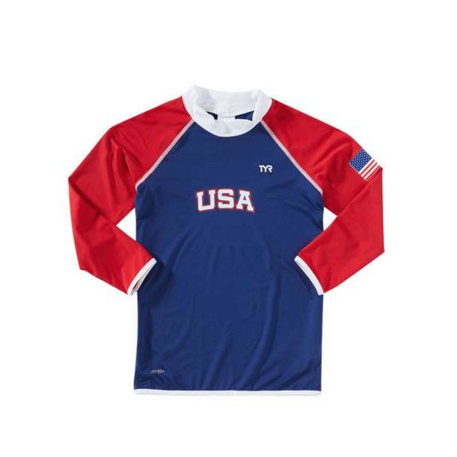 Youth Swimwear * | Tyr Boys Usa Rashguard 2022